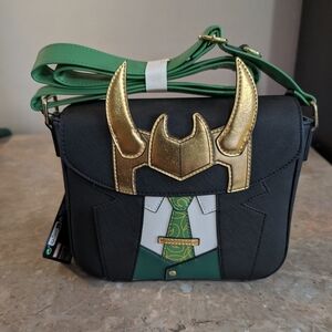 Loungefly Marvel Loki President Loki Figura! Crossbody Bag & Coin Purse New